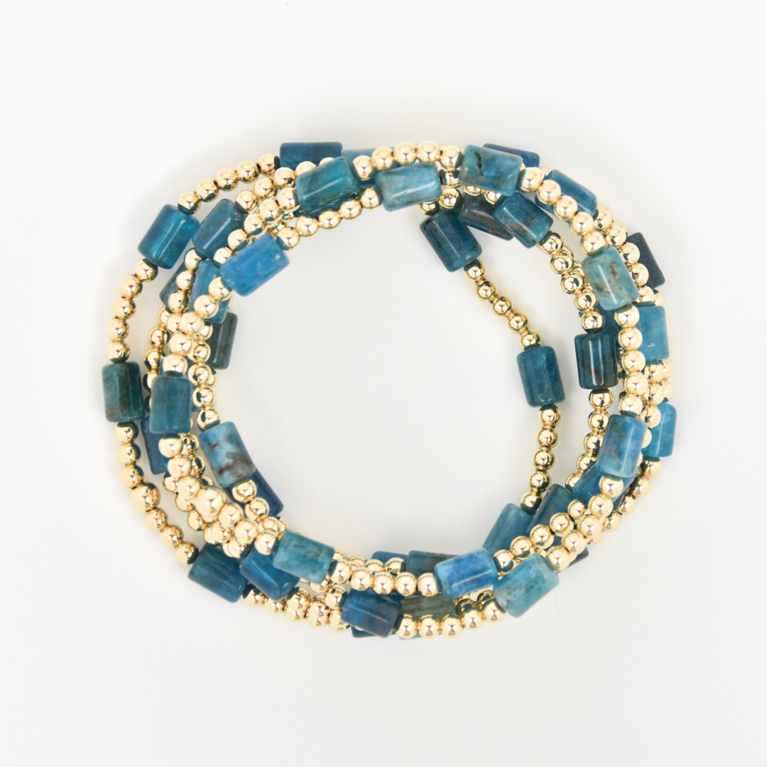 Barrel Bracelet - Blue Apatite
