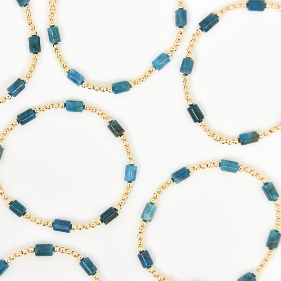 Barrel Bracelet - Blue Apatite