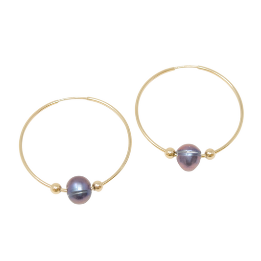 Classic Navy Pearl Hoop