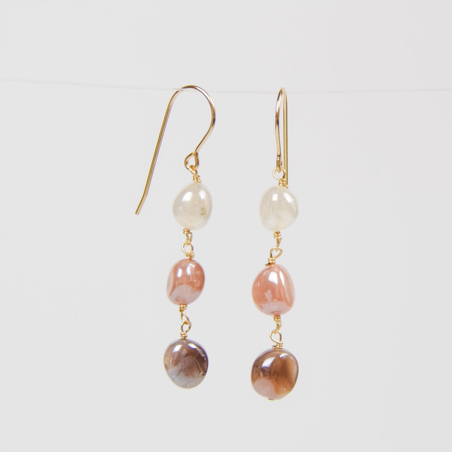 Triple Moonstone Earrings