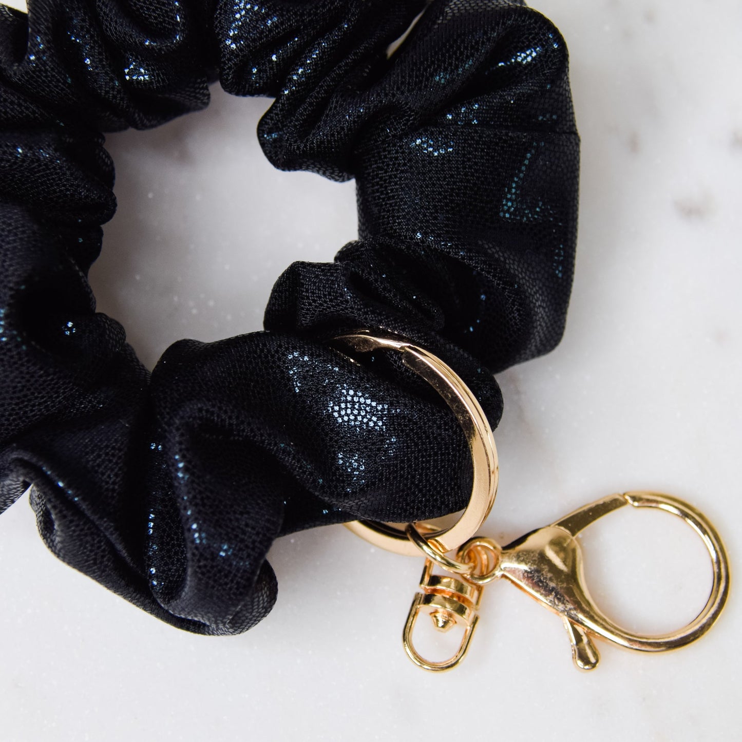 Black Shimmer Scrunchie Key Chain