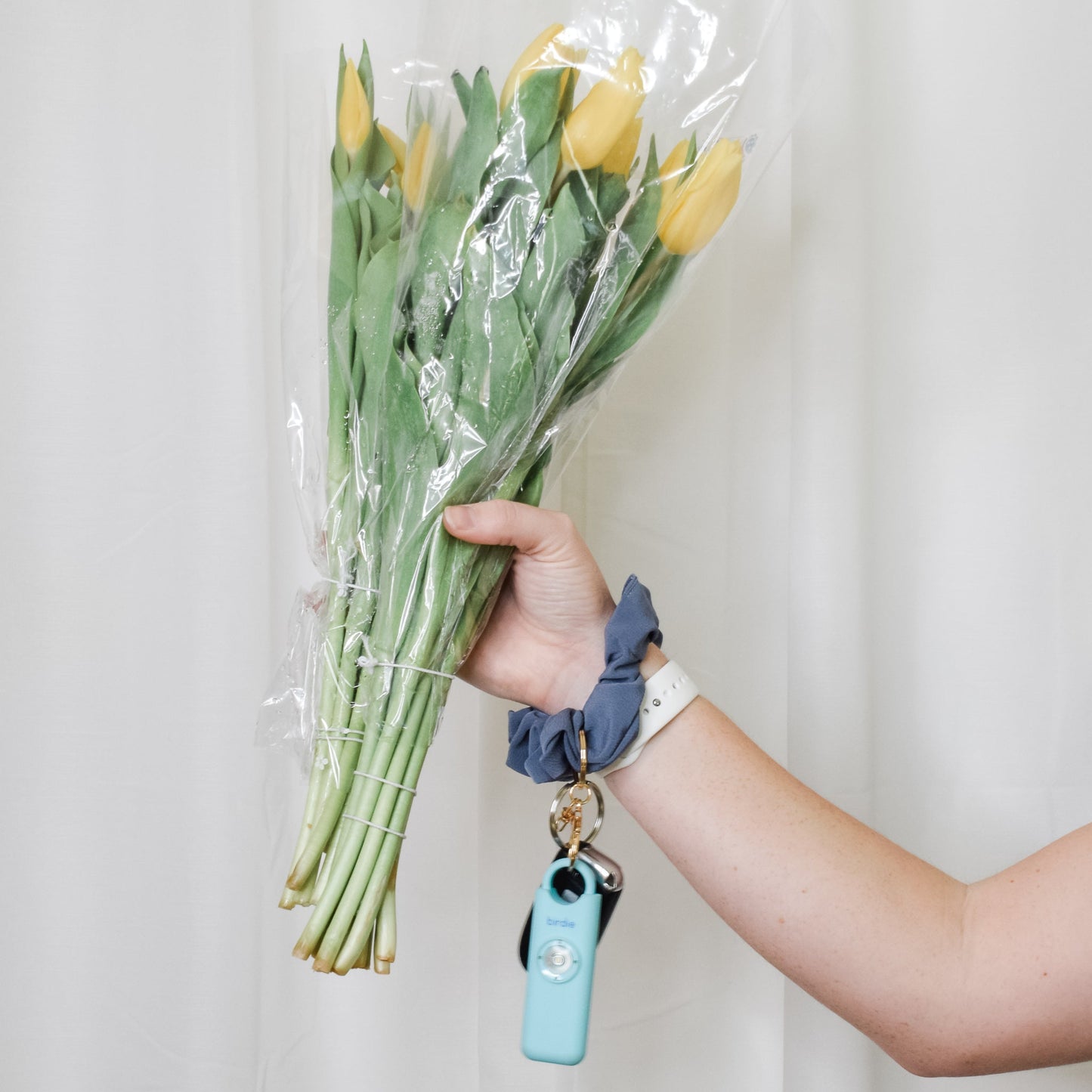 Grey Speckle Scrunchie Key Chain