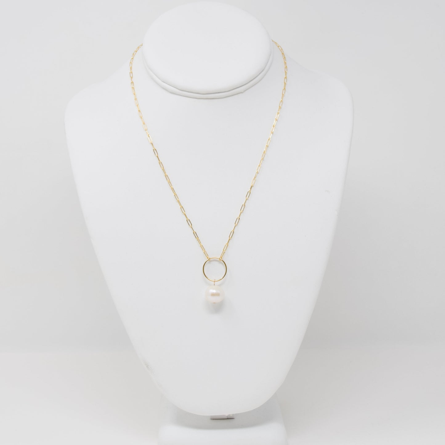 Paperclip, Pearl, & Circle Necklace