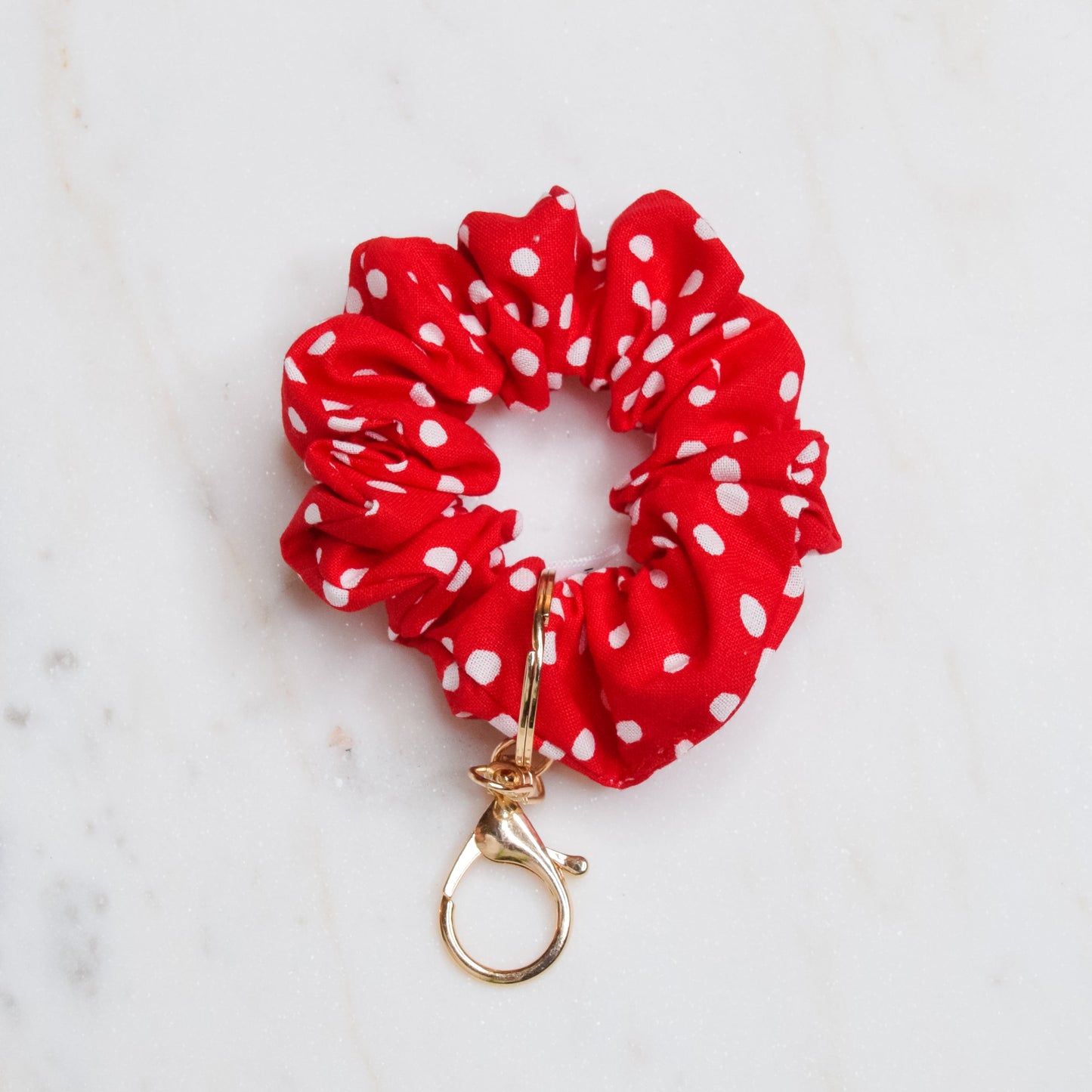 Red Polka Dot Scrunchie Key Chain