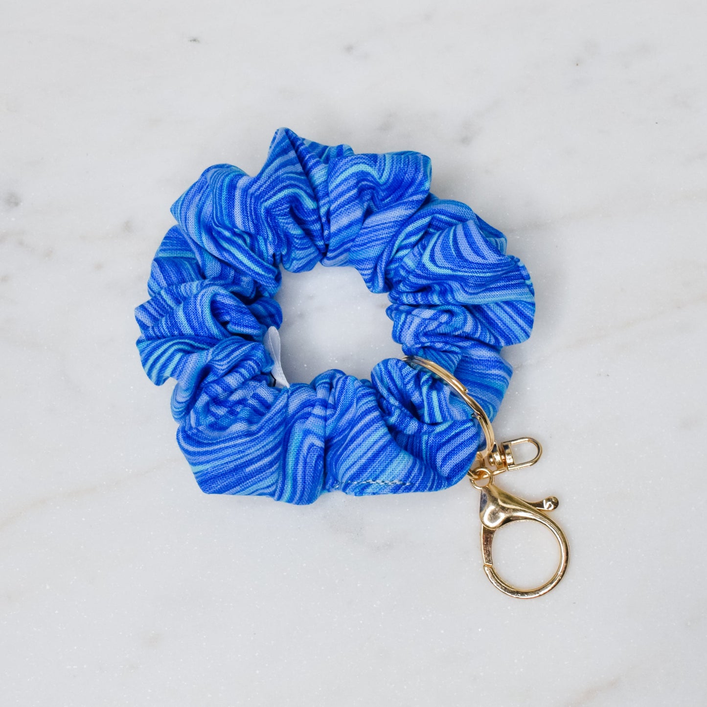 Blue Tie-Dye Scrunchie Key Chain