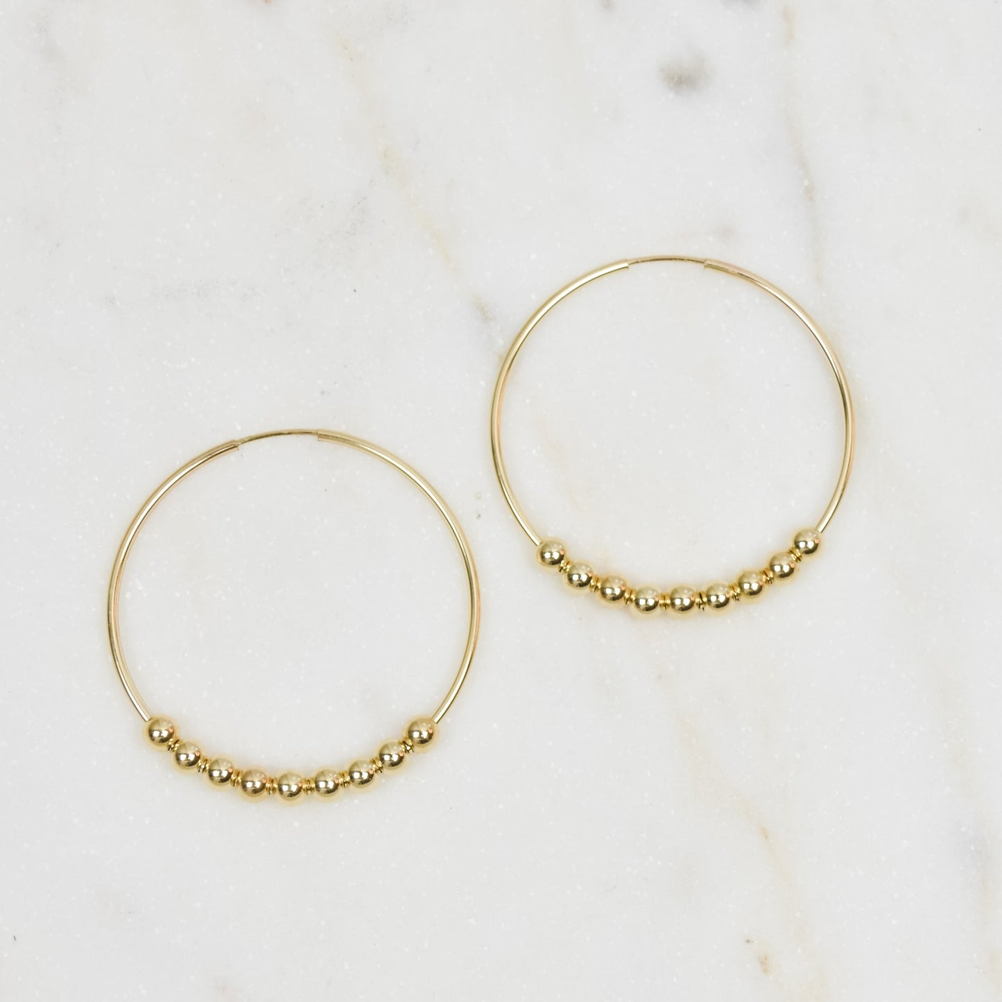 Golden Beaded Hoops