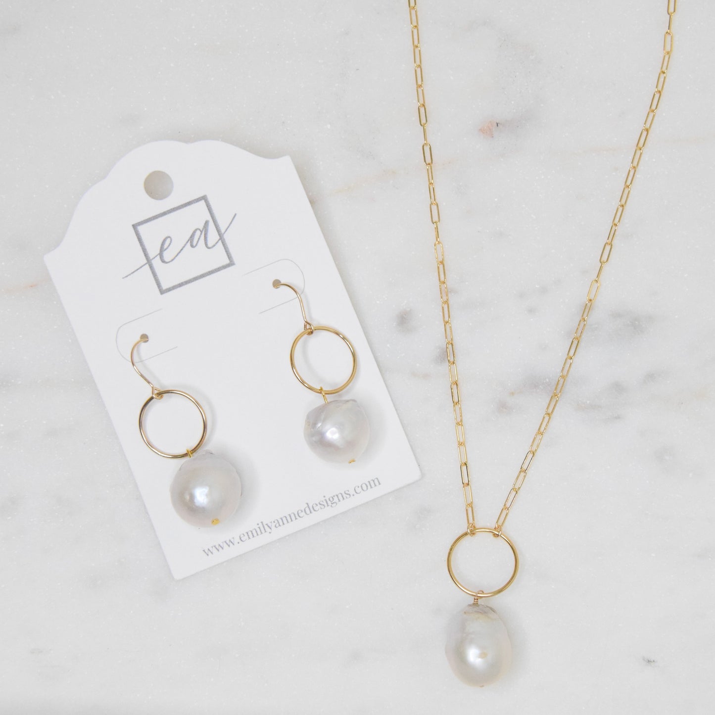 Paperclip, Pearl, & Circle Necklace