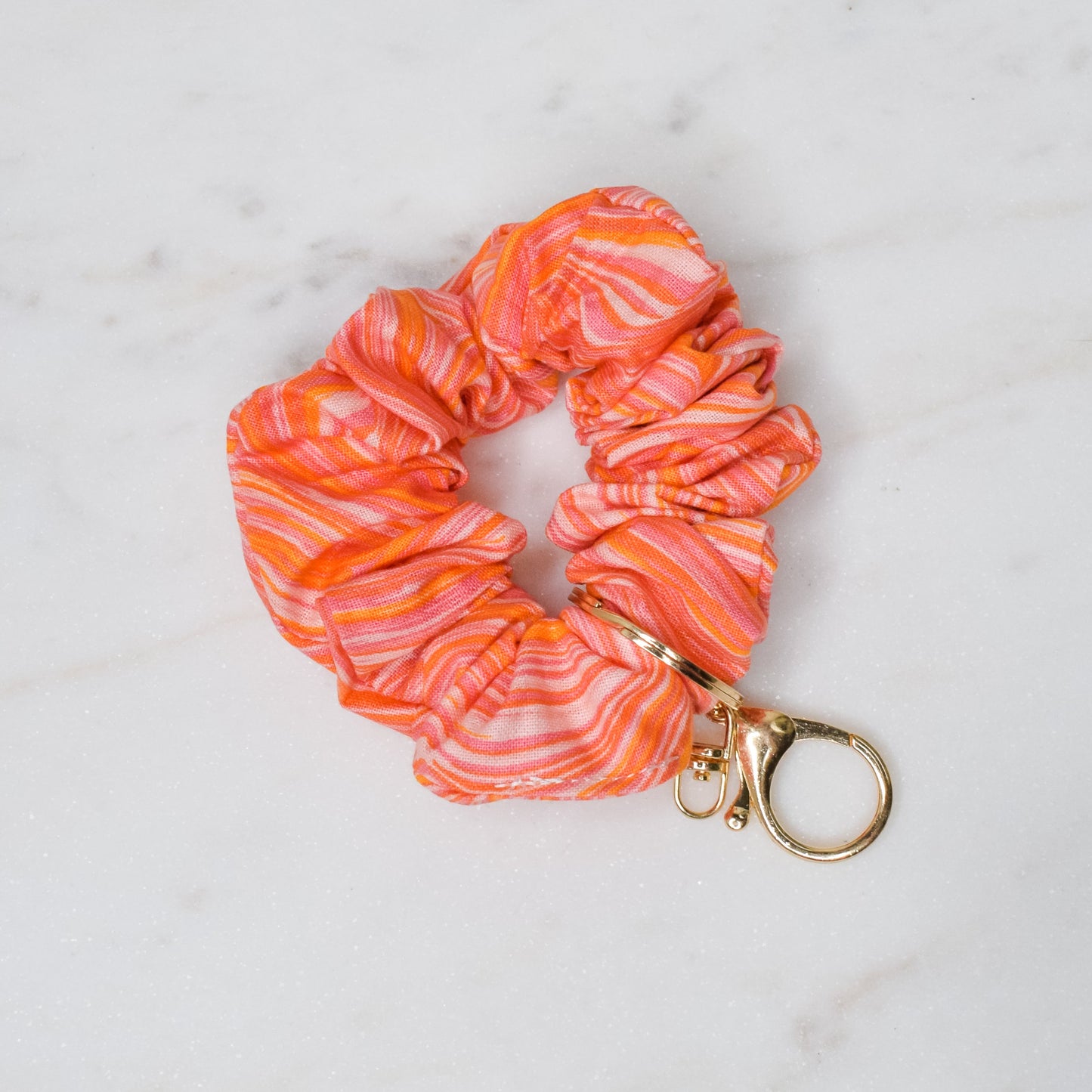 Orange Tie-Dye Scrunchie Key Chain